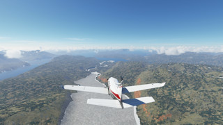 Heading down the glacier-filled valley toward Narsarsuaq (BGBW) southern tip of Greenland
